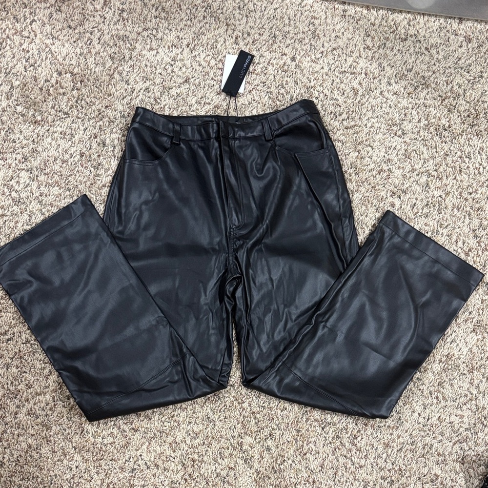 Lucy Paris Black Faux Leather Pants